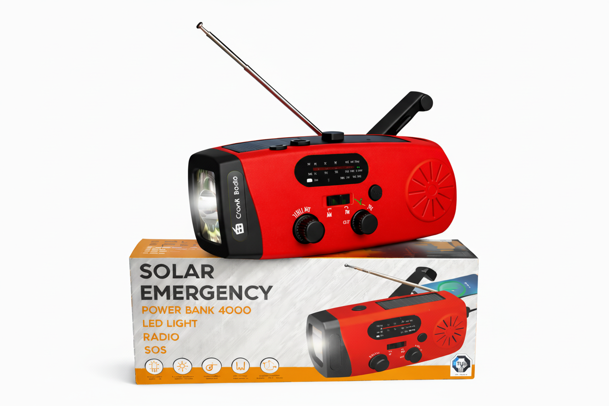 Opwindbare Radio met zaklamp & powerbank